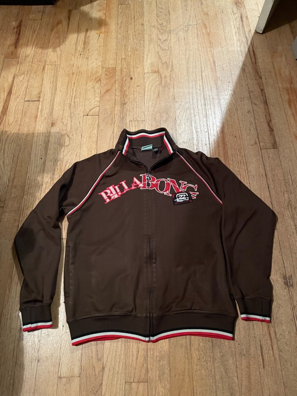 Billabong Brown Track Jacket with Red & White Trim